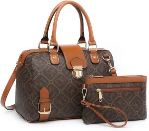 Dasein Women Barrel Handbags Fashion Satchel Bags Top Handle Shoulder Purses Vegan Leather Work Tote