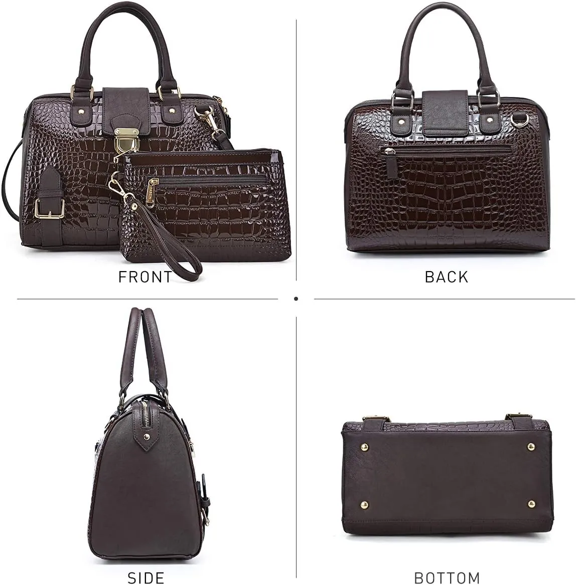 Dasein Women Barrel Handbags Fashion Satchel Bags Top Handle Shoulder Purses Vegan Leather Work Tote