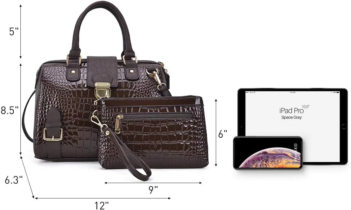 Dasein Women Barrel Handbags Fashion Satchel Bags Top Handle Shoulder Purses Vegan Leather Work Tote