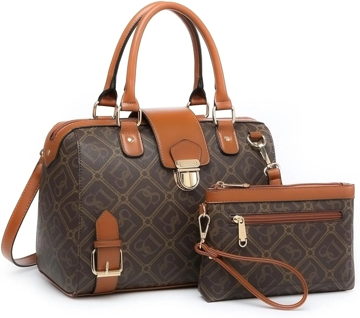 Dasein Women Barrel Handbags Fashion Satchel Bags Top Handle Shoulder Purses Vegan Leather Work Tote