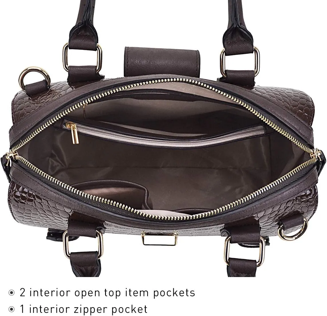 Dasein Women Barrel Handbags Fashion Satchel Bags Top Handle Shoulder Purses Vegan Leather Work Tote