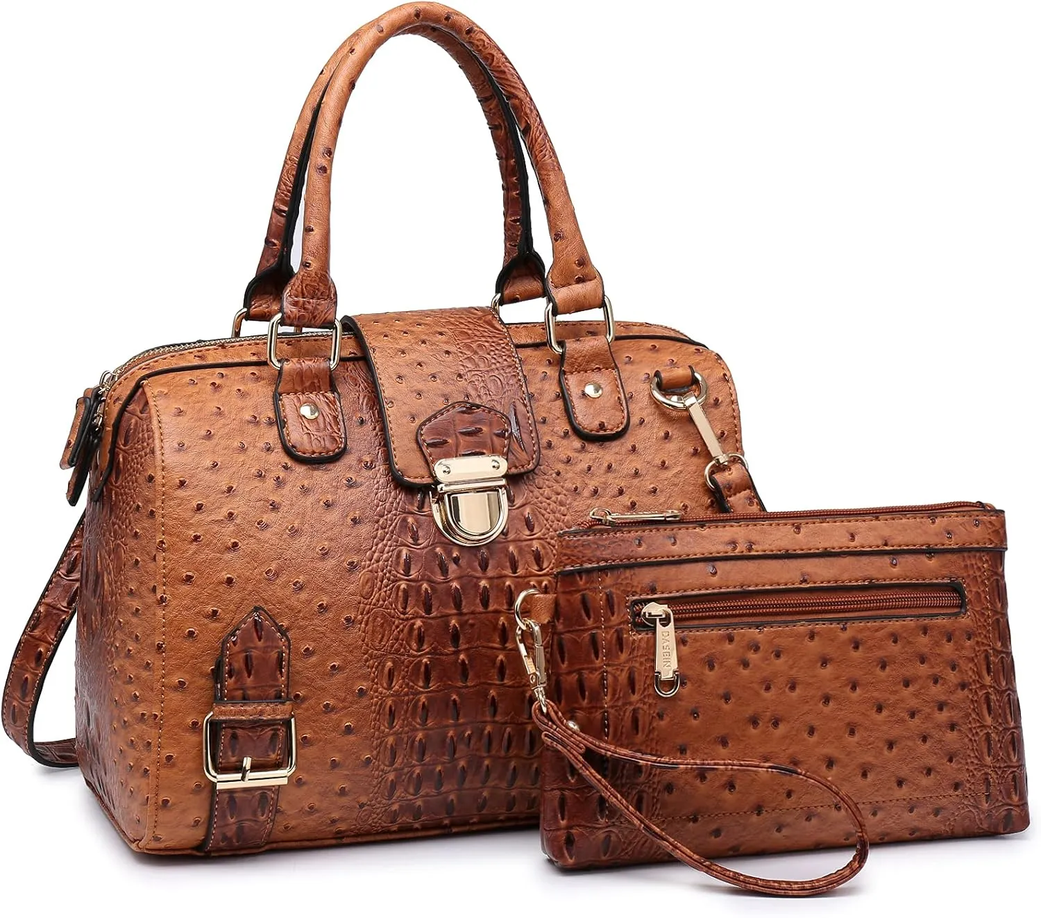 Dasein Women Barrel Handbags Fashion Satchel Bags Top Handle Shoulder Purses Vegan Leather Work Tote