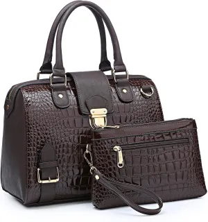 Dasein Women Barrel Handbags Fashion Satchel Bags Top Handle Shoulder Purses Vegan Leather Work Tote