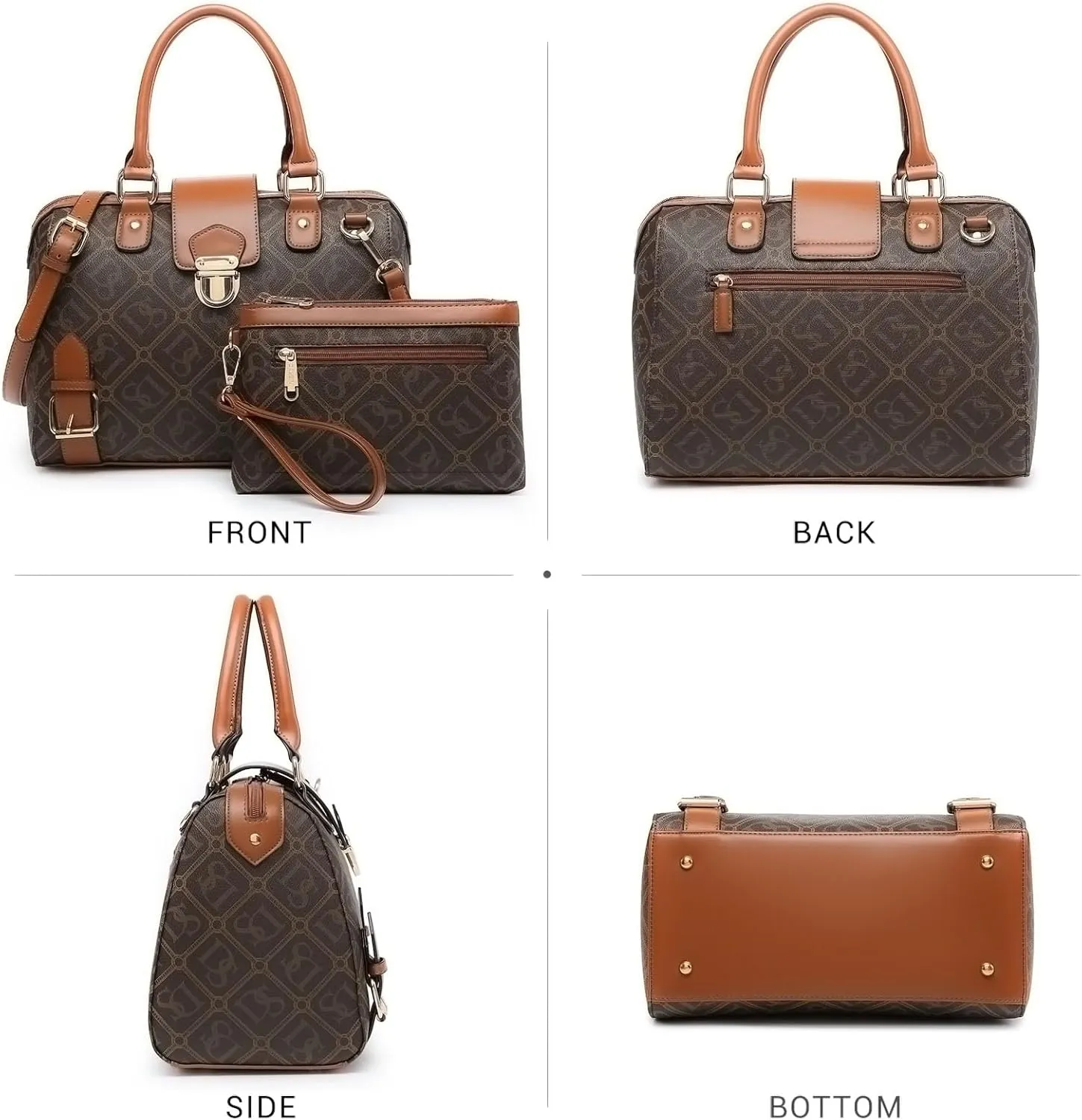 Dasein Women Barrel Handbags Fashion Satchel Bags Top Handle Shoulder Purses Vegan Leather Work Tote