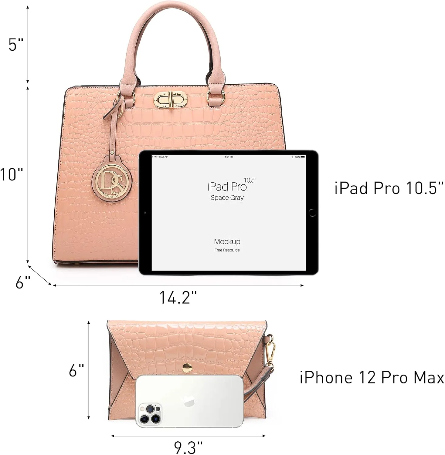 Dasein Women Handbags Purses Ladies Work Purse Satchel Tote Top Handle Shoulder Bags with Matching Clutch