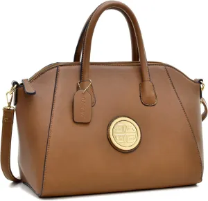 Dasein Womens Satchel Handbags Shoulder Purses Top Handle Bags (Coffee)