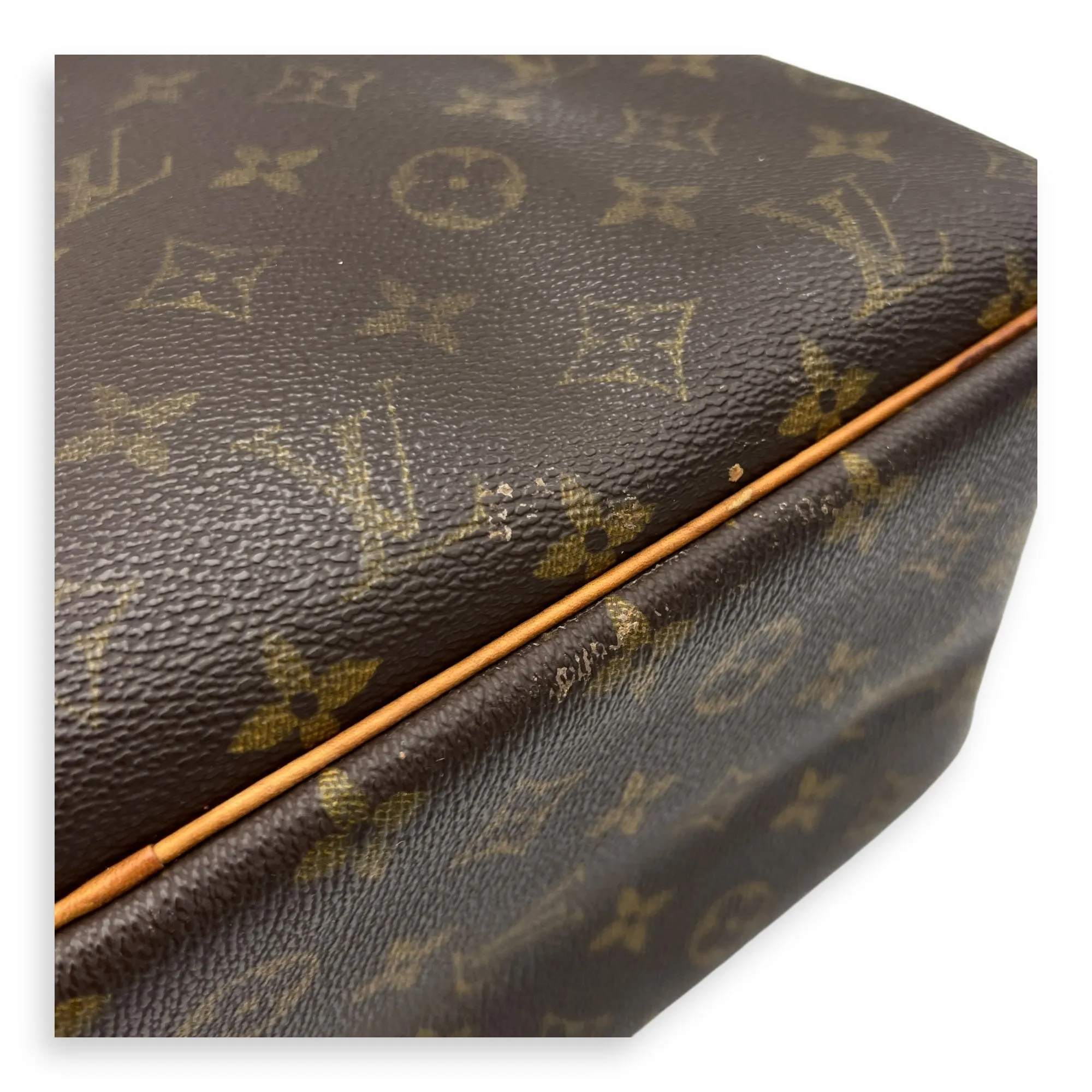 Deauville Top Handle Bag Brown in Monogram Coated Canvas, Gold hardware