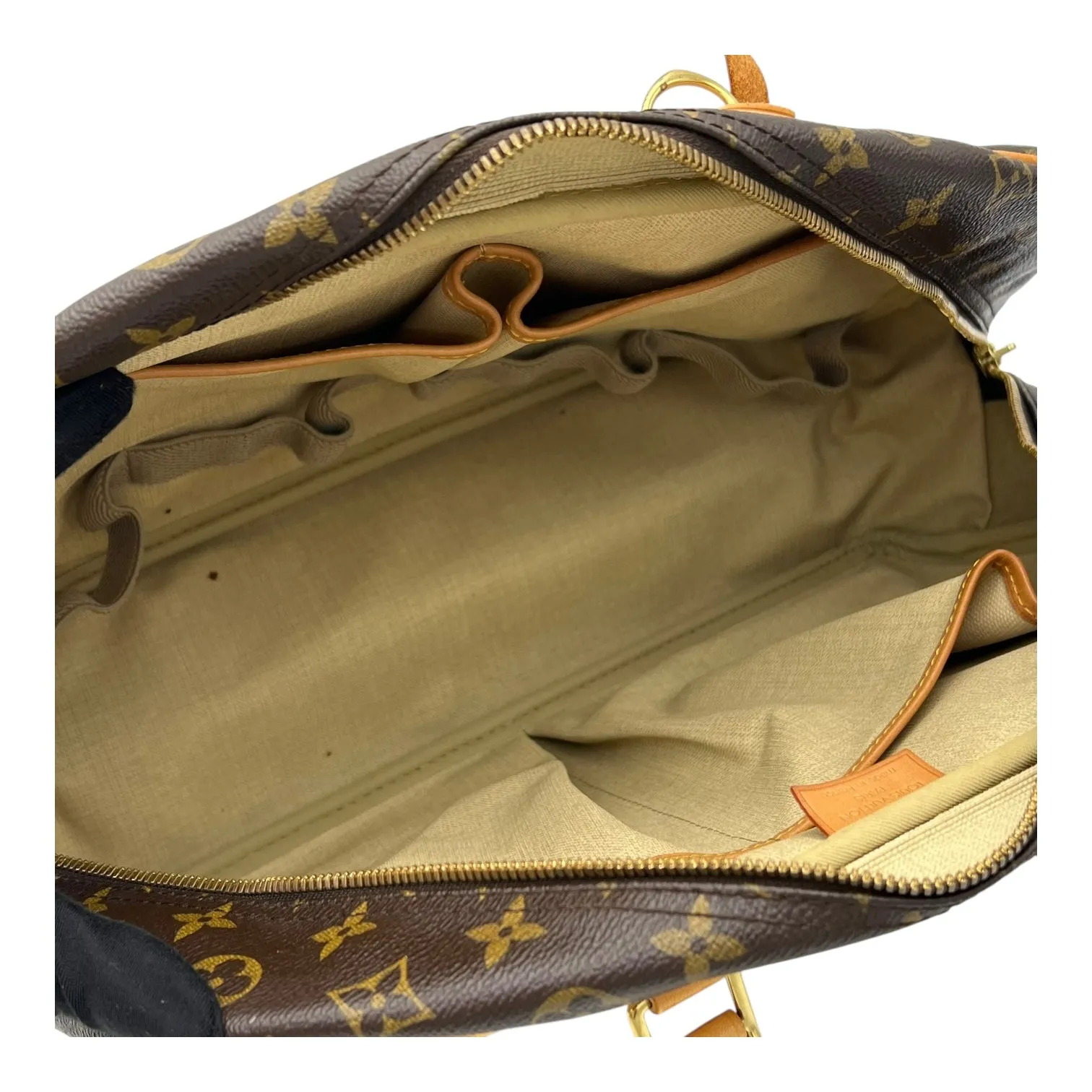 Deauville Top Handle Bag Brown in Monogram Coated Canvas, Gold hardware