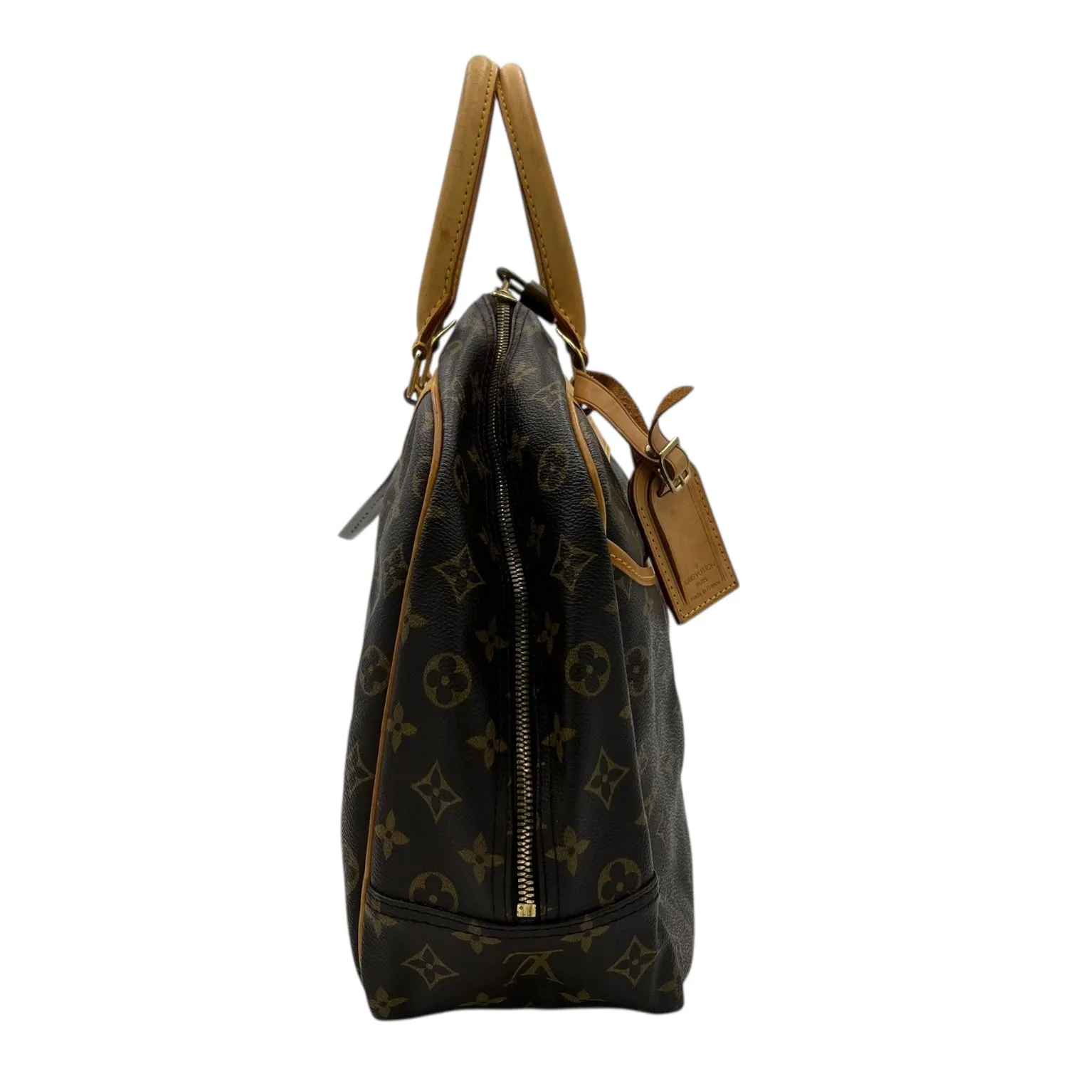 Deauville Top Handle Bag Brown in Monogram Coated Canvas, Gold hardware