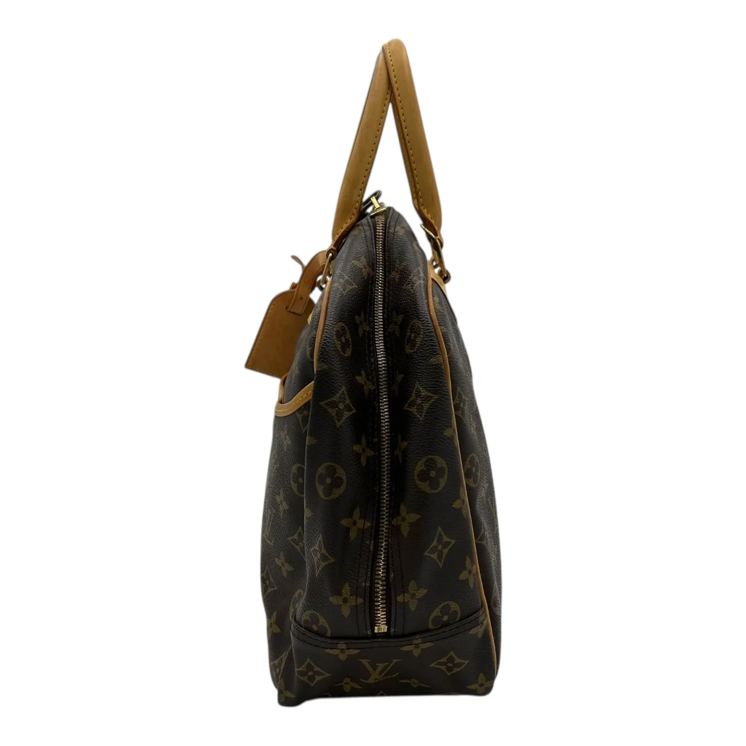 Deauville Top Handle Bag Brown in Monogram Coated Canvas, Gold hardware