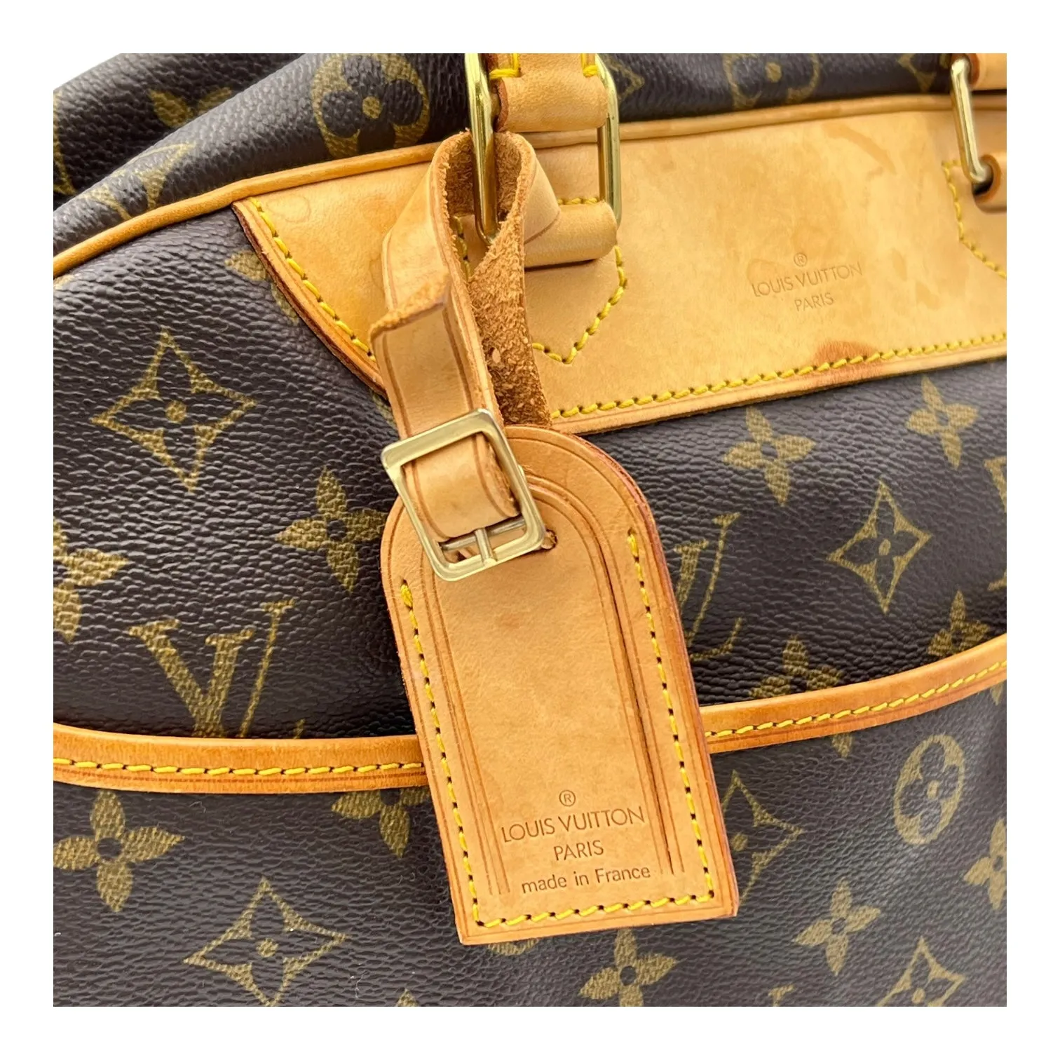 Deauville Top Handle Bag Brown in Monogram Coated Canvas, Gold hardware