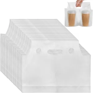 DEAYOU 200 PCS Drinking Bag, Plastic Cup Container with Handle for Beverage, Hold 2 Cup, 33 OZ of Each
