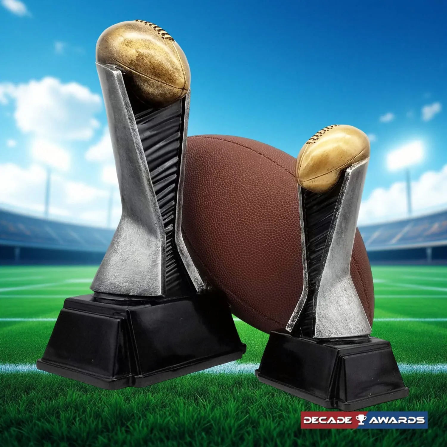 Decade Awards Football Trophy, World Class Tower - Most Valuable Player Trophy - Engraved Plate on Request (6, 8 or 12 Inch Tall)