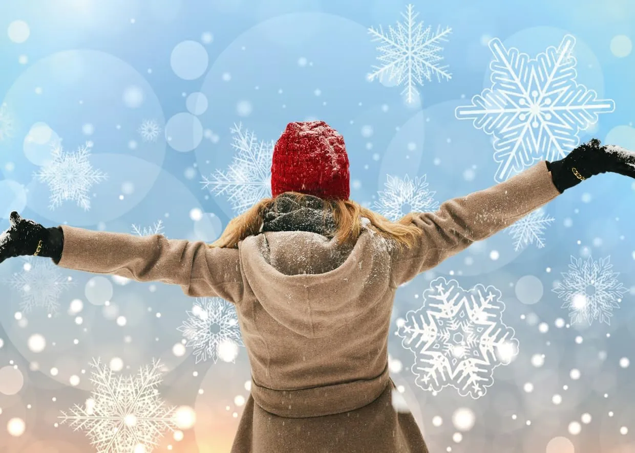 deFouliao 10x8ft Winter Snowflake Backdrop Falling Snow Portrait Photography Background Christmas Ice Snowfall Flakes Backdrops Newborn Kids Baby Family Holiday Party Decorations Photo Booth Props