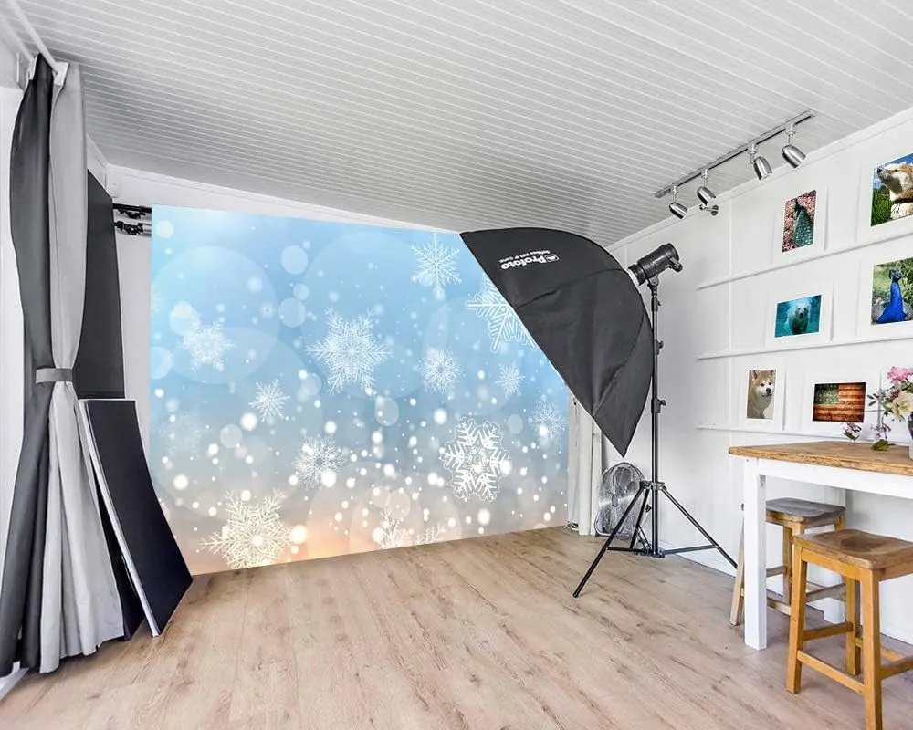 deFouliao 10x8ft Winter Snowflake Backdrop Falling Snow Portrait Photography Background Christmas Ice Snowfall Flakes Backdrops Newborn Kids Baby Family Holiday Party Decorations Photo Booth Props