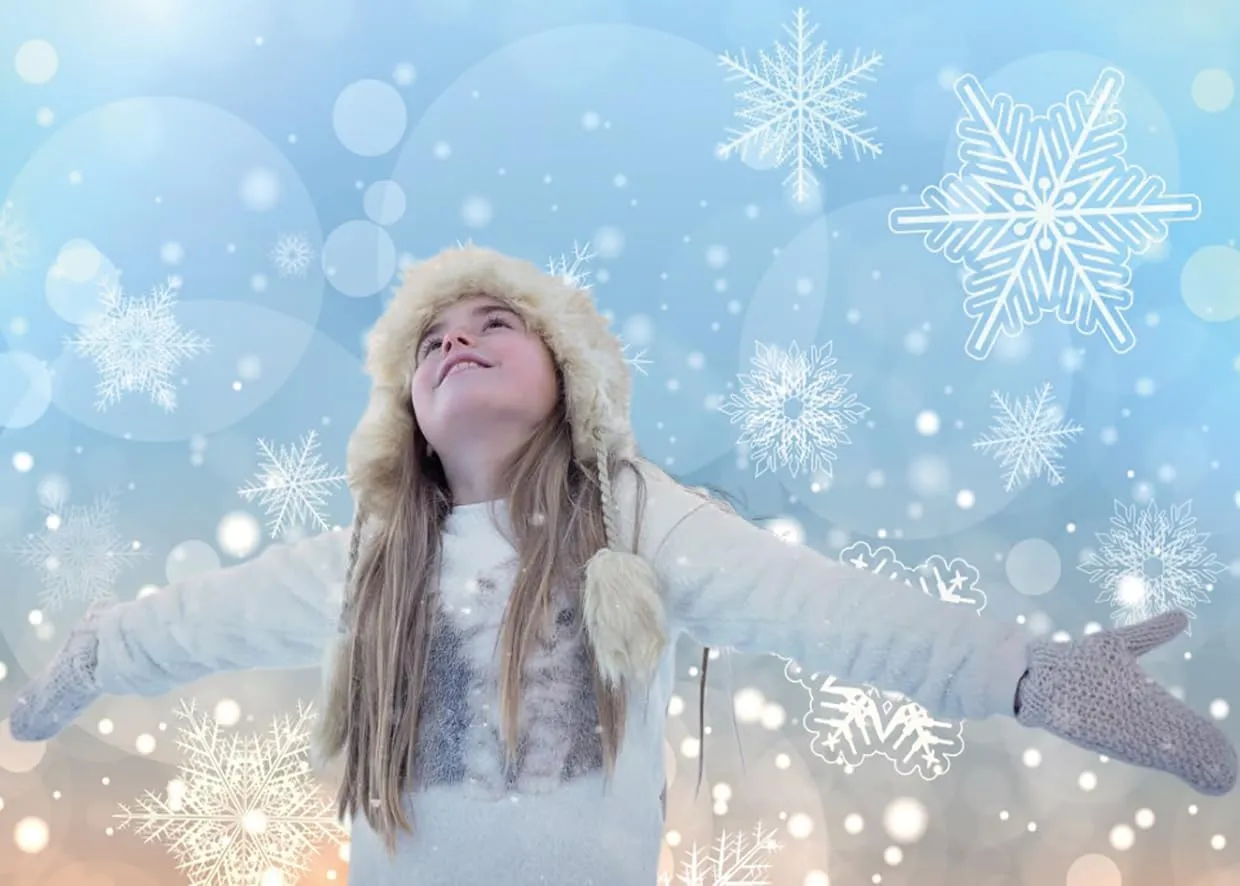 deFouliao 10x8ft Winter Snowflake Backdrop Falling Snow Portrait Photography Background Christmas Ice Snowfall Flakes Backdrops Newborn Kids Baby Family Holiday Party Decorations Photo Booth Props