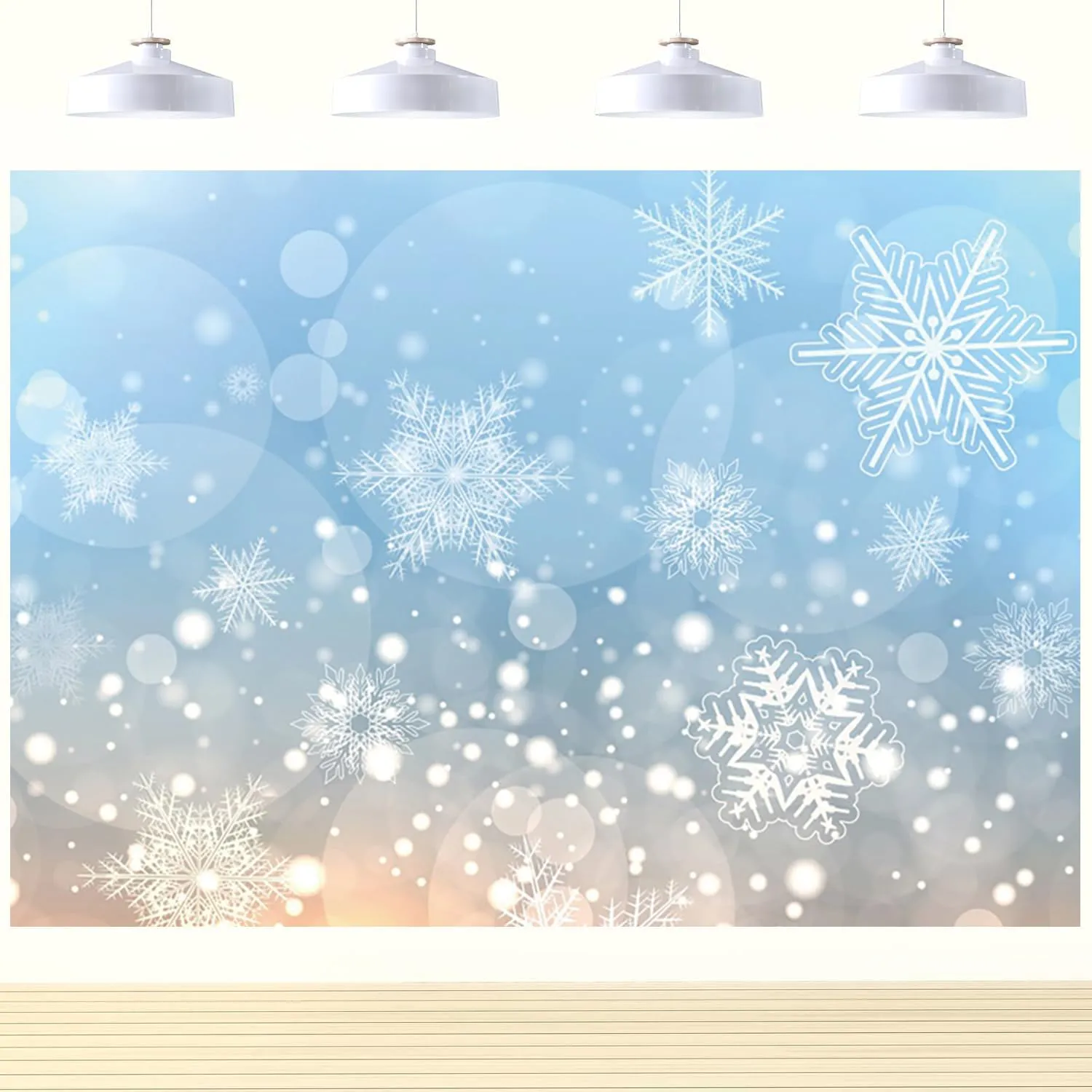 deFouliao 10x8ft Winter Snowflake Backdrop Falling Snow Portrait Photography Background Christmas Ice Snowfall Flakes Backdrops Newborn Kids Baby Family Holiday Party Decorations Photo Booth Props