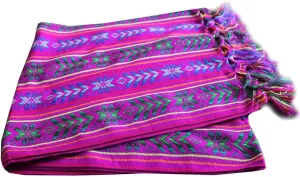 Del Mex Woven Rebozo Style Mexican Table Runner Scarf (Electric Purple)