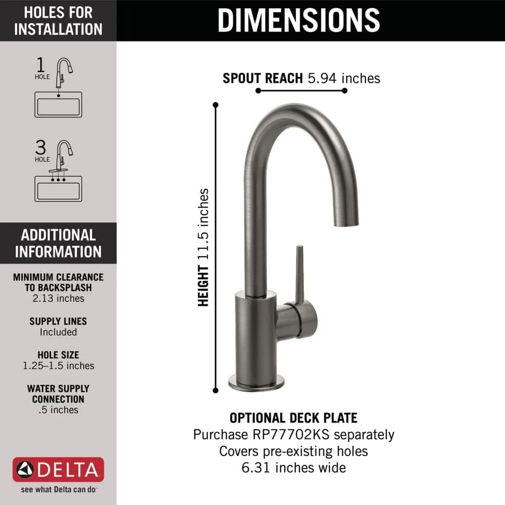 Delta 1959LF Trinsic Single Handle Bar Faucet with Limited Swivel Spout - Black Stainless
