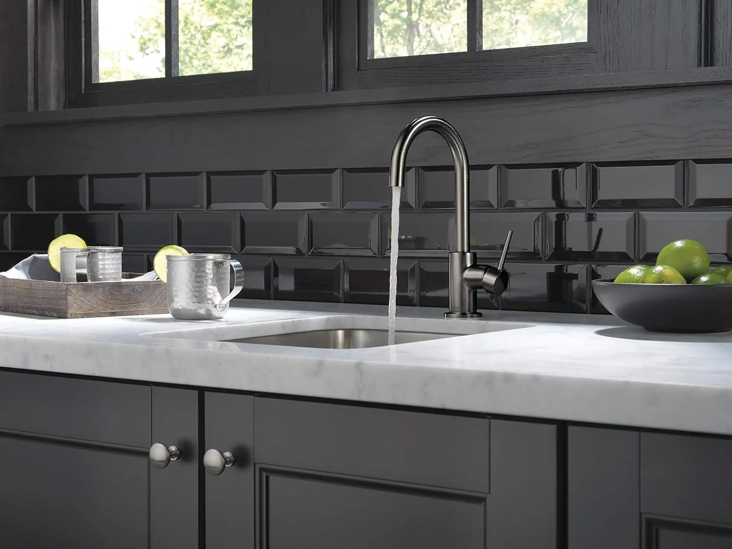 Delta 1959LF Trinsic Single Handle Bar Faucet with Limited Swivel Spout - Black Stainless