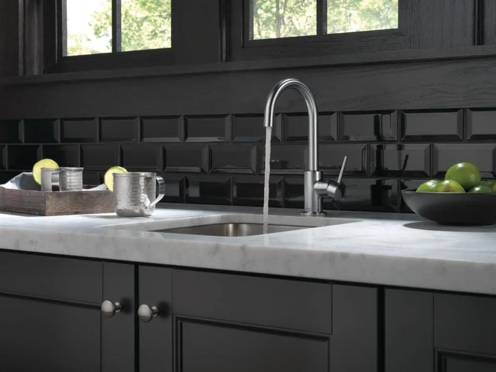 Delta Faucet Trinsic Bar Faucet Brushed Nickel, Bar Sink Faucet Single Hole, Wet Bar Faucets Single Hole, Prep Sink Faucet, Faucet for Bar Sink, Kitchen Faucet, Arctic Stainless 1959LF-AR