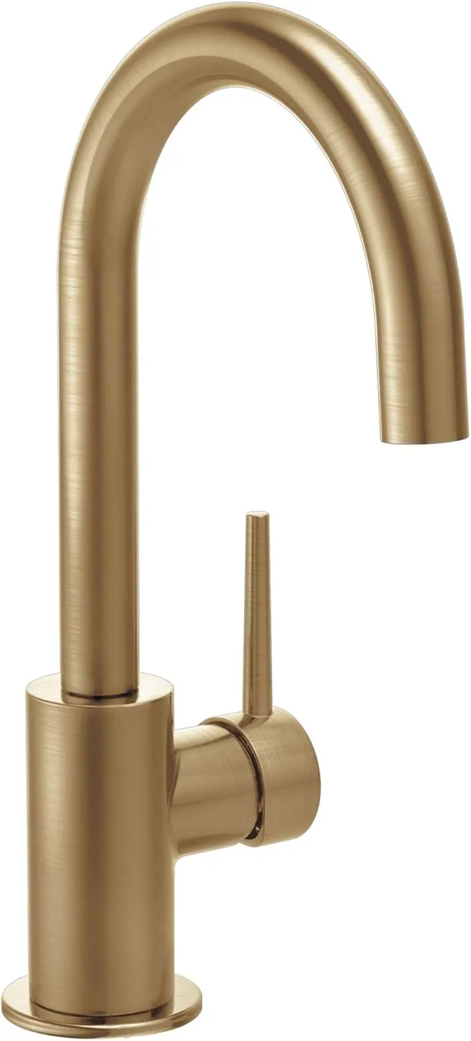 Delta Faucet Trinsic Gold Bar Faucet, Gold Bar Sink Faucet Single Hole, Wet Bar Faucets Single Hole, Prep Sink Faucet, Faucet for Bar Sink, Gold Kitchen Faucet, Champagne Bronze 1959LF-CZ