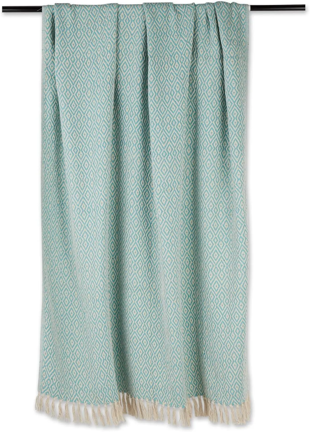 DII Rustic Farmhouse Double Diamond Woven Throw, 50x60, Aqua