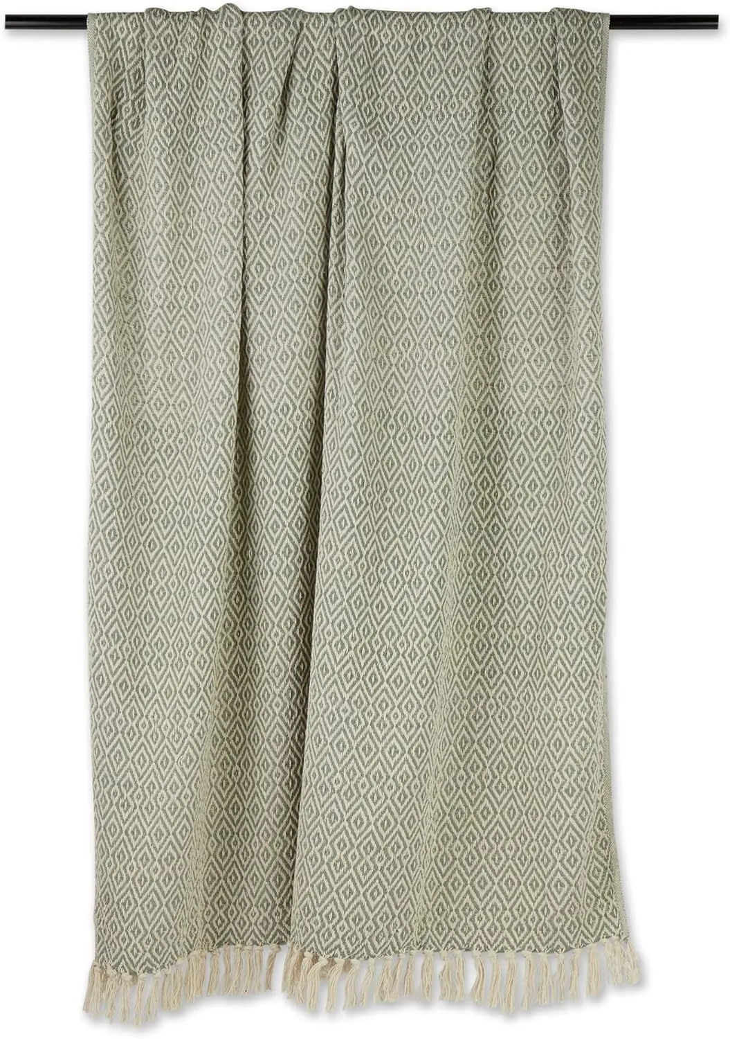 DII Rustic Farmhouse Double Diamond Woven Throw, 50x60, Artichoke Green