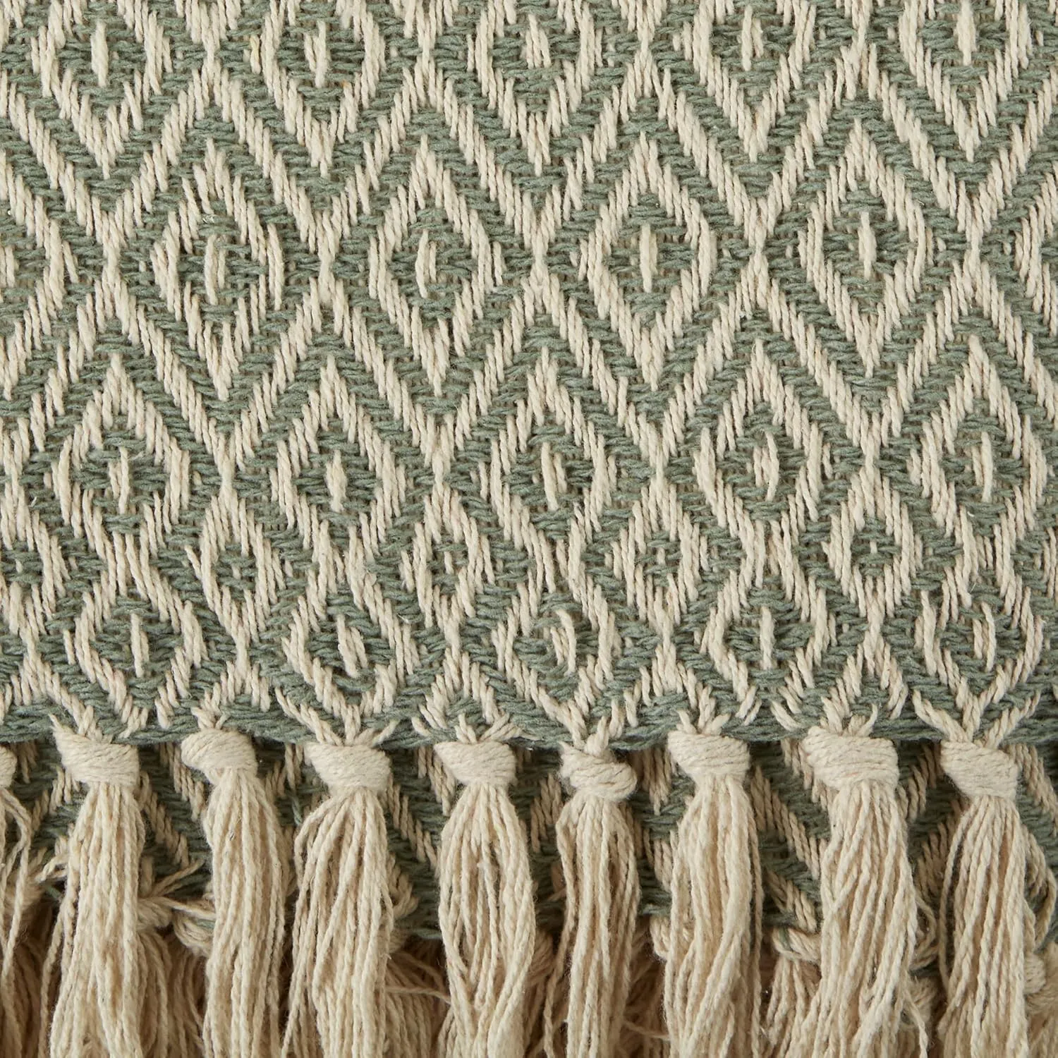 DII Rustic Farmhouse Double Diamond Woven Throw, 50x60, Artichoke Green