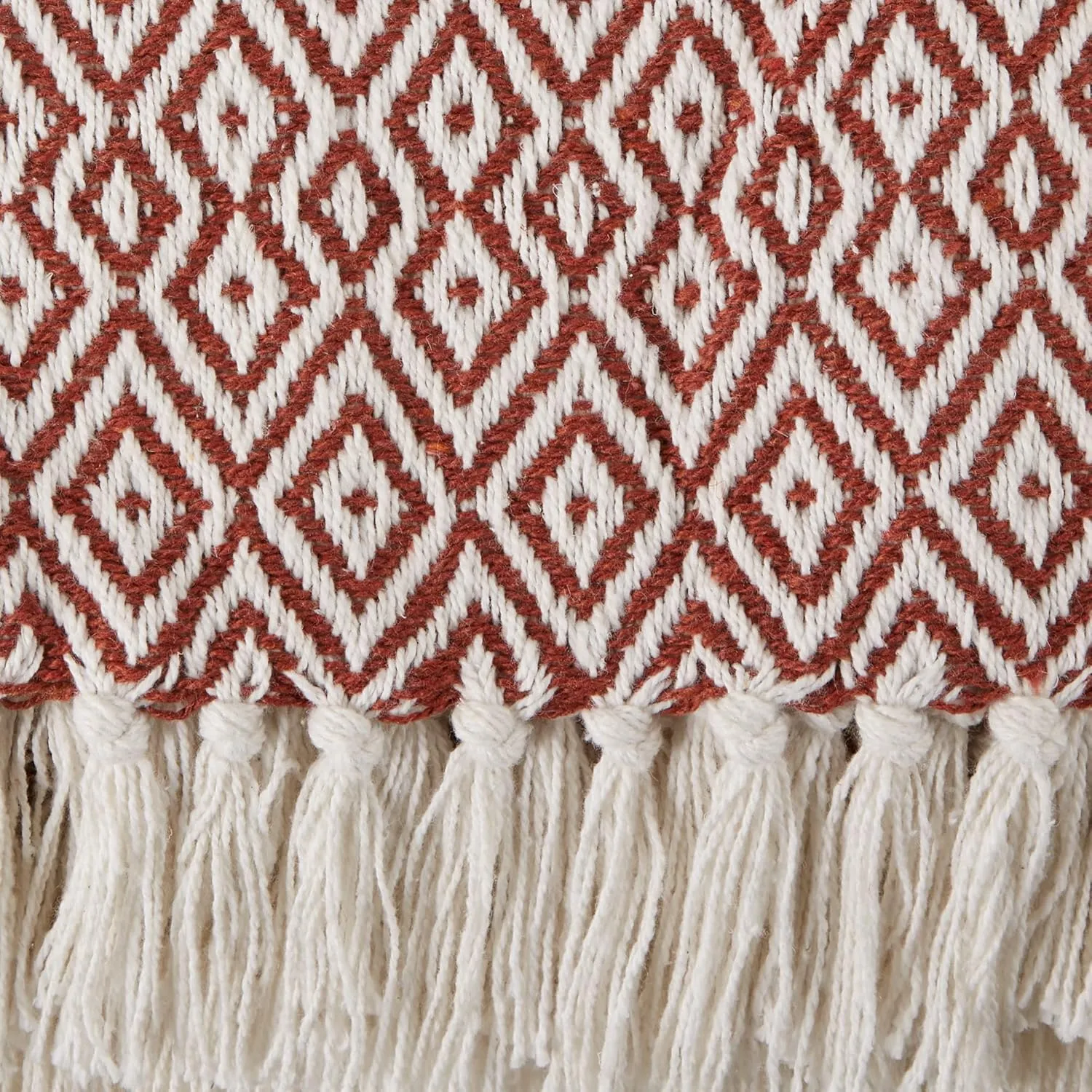 DII Rustic Farmhouse Double Diamond Woven Throw, 50x60, Cinnamon