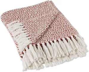 DII Rustic Farmhouse Double Diamond Woven Throw, 50x60, Cinnamon