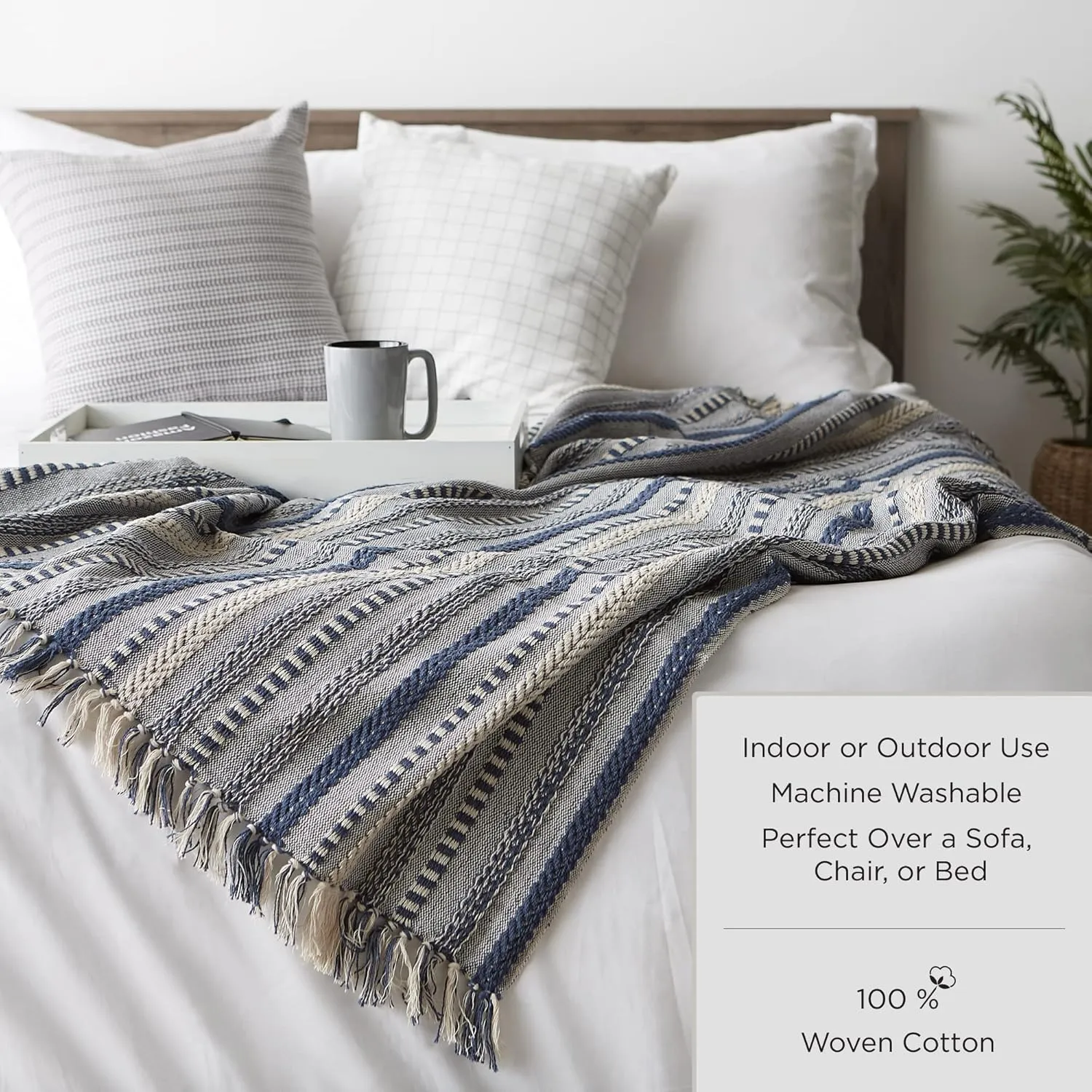 DII Rustic Farmhouse Double Diamond Woven Throw, 50x60, Cinnamon
