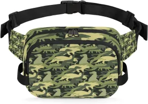 Dinosaur Escape Durable Waterproof Fanny Pack with Double Zipper Closure - Organize Your Essentials with Ease - Lightweight and Comfortable for Men and Women