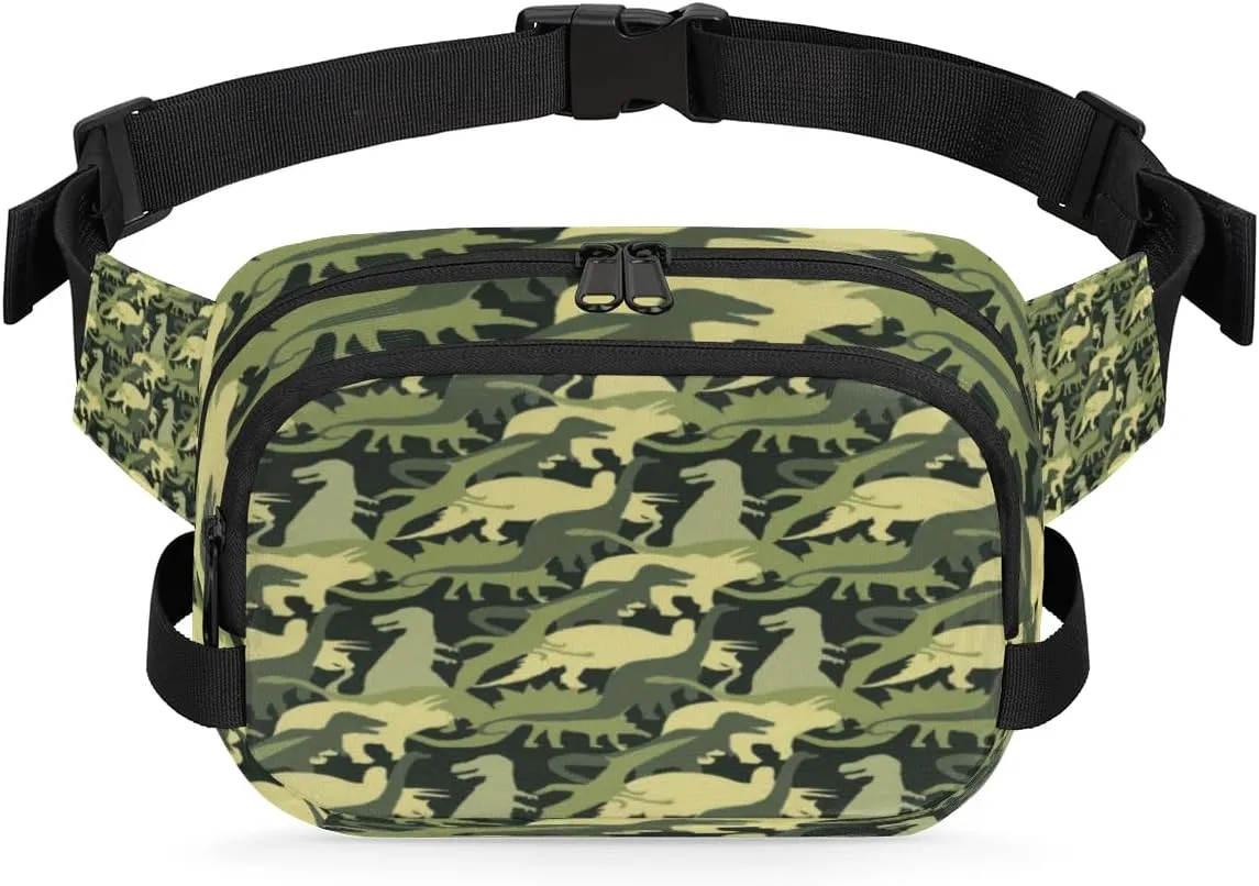 Dinosaur Escape Durable Waterproof Fanny Pack with Double Zipper Closure - Organize Your Essentials with Ease - Lightweight and Comfortable for Men and Women