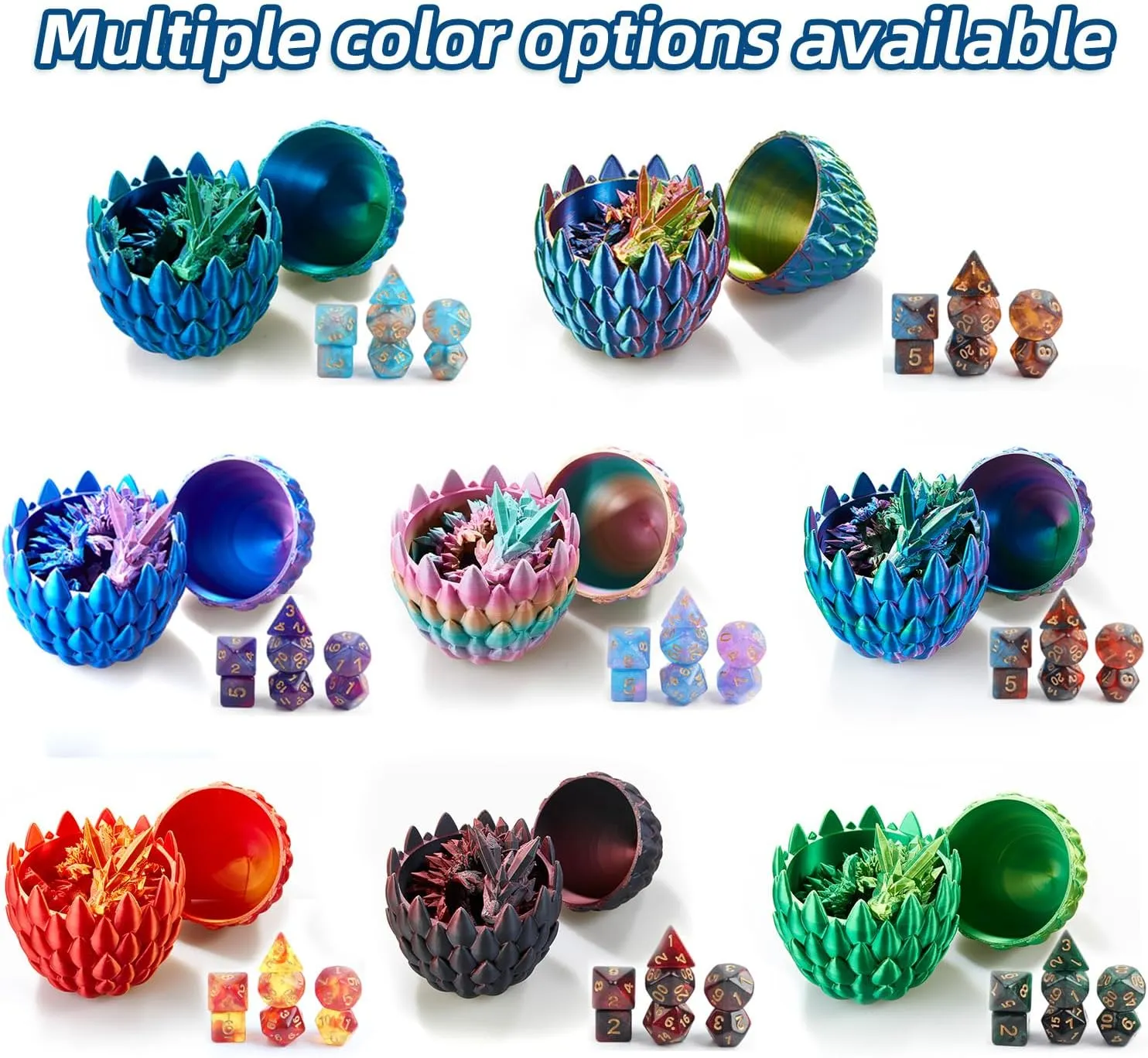 DND Dice Set (7 Pieces) and 3D Printed Dragon Egg,Fidget Toys,Surprise Dragon Egg and Polyhedral Dice Set with Gift Box,Playing Game with Dragon Eggs for RPG DND MTG
