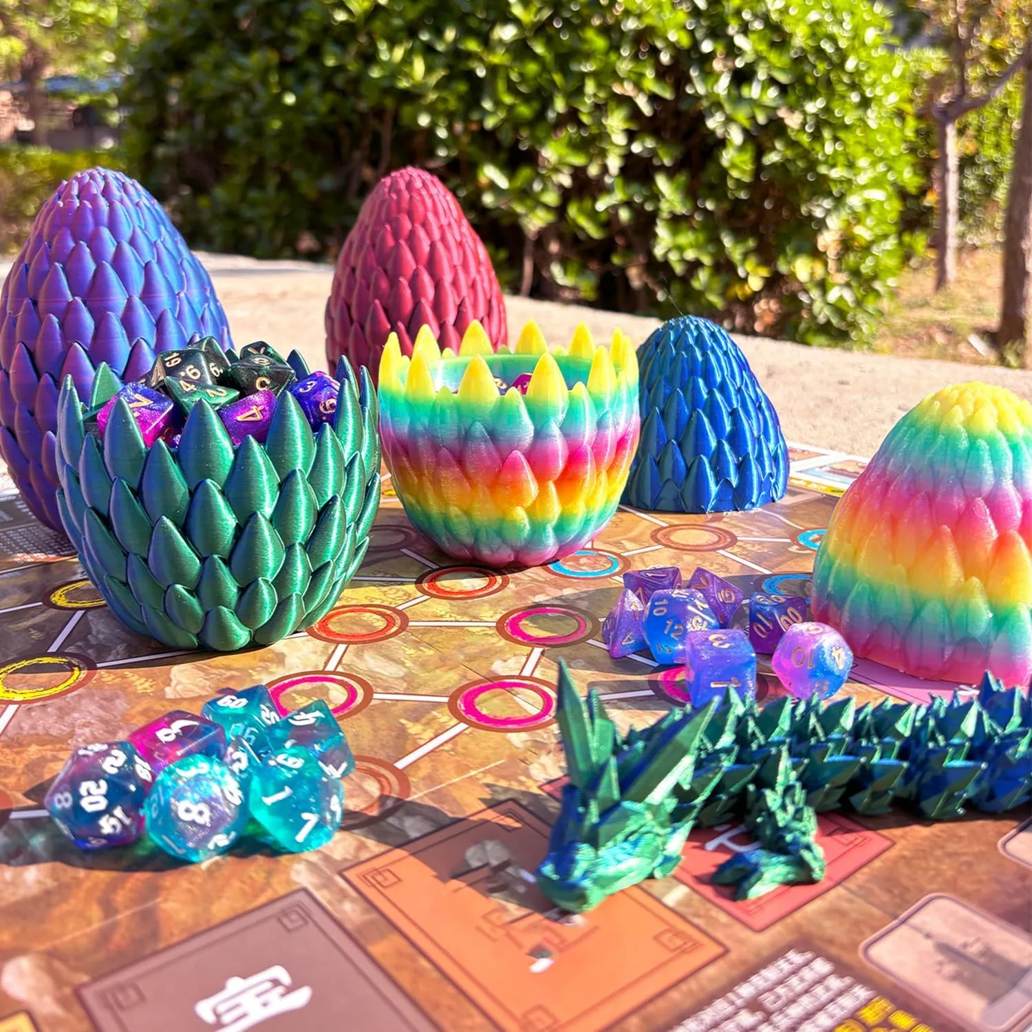 DND Dice Set (7 Pieces) and 3D Printed Dragon Egg,Fidget Toys,Surprise Dragon Egg and Polyhedral Dice Set with Gift Box,Playing Game with Dragon Eggs for RPG DND MTG