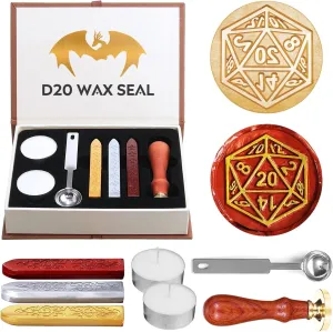 DND Wax Seal Stamp, Fantasy D20 Dice Wax Seal Kit, Ideal Gifts for Dungeons and Dragons/D&D Adventure Cards Envelopes, Gift Packaging. Great RPG Accessories Nerdy Gifts for DND Lovers, DM & Players