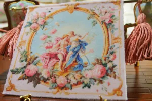 Dollhouse Beautiful Fairy Roses Floral Miniature Aubusson Tapestry 1:12