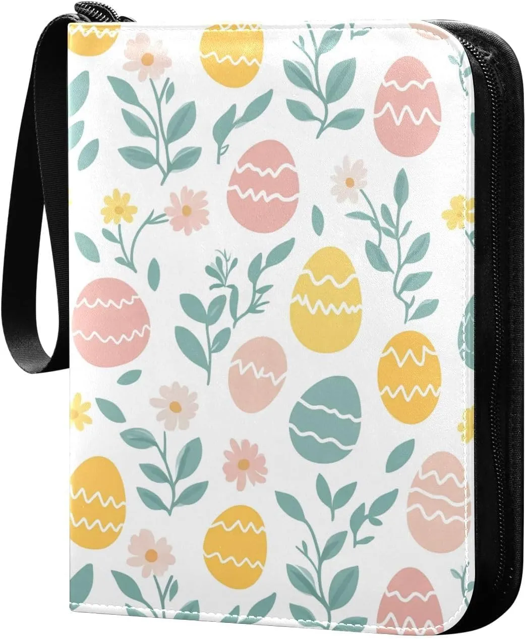 Doodle Colorful Easter Egg Pattern Card Holder, Card Holder Album with 400 Card Slots in 50 Pages for Display, Storage, Portability