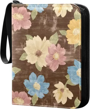Doodle Colorful Flower Pattern Card Holder, Card Holder Album with 400 Card Slots in 50 Pages for Display, Storage, Portability