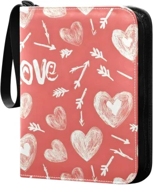 Doodle Colorful Heart Pattern Card Holder, Card Holder Album with 400 Card Slots in 50 Pages for Display, Storage, Portability