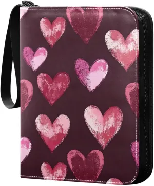 Doodle Colorful Heart Pattern Card Holder, Card Holder Album with 400 Card Slots in 50 Pages for Display, Storage, Portability
