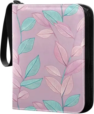Doodle Colorful Leaf Pattern Card Holder, Card Holder Album with 400 Card Slots in 50 Pages for Display, Storage, Portability