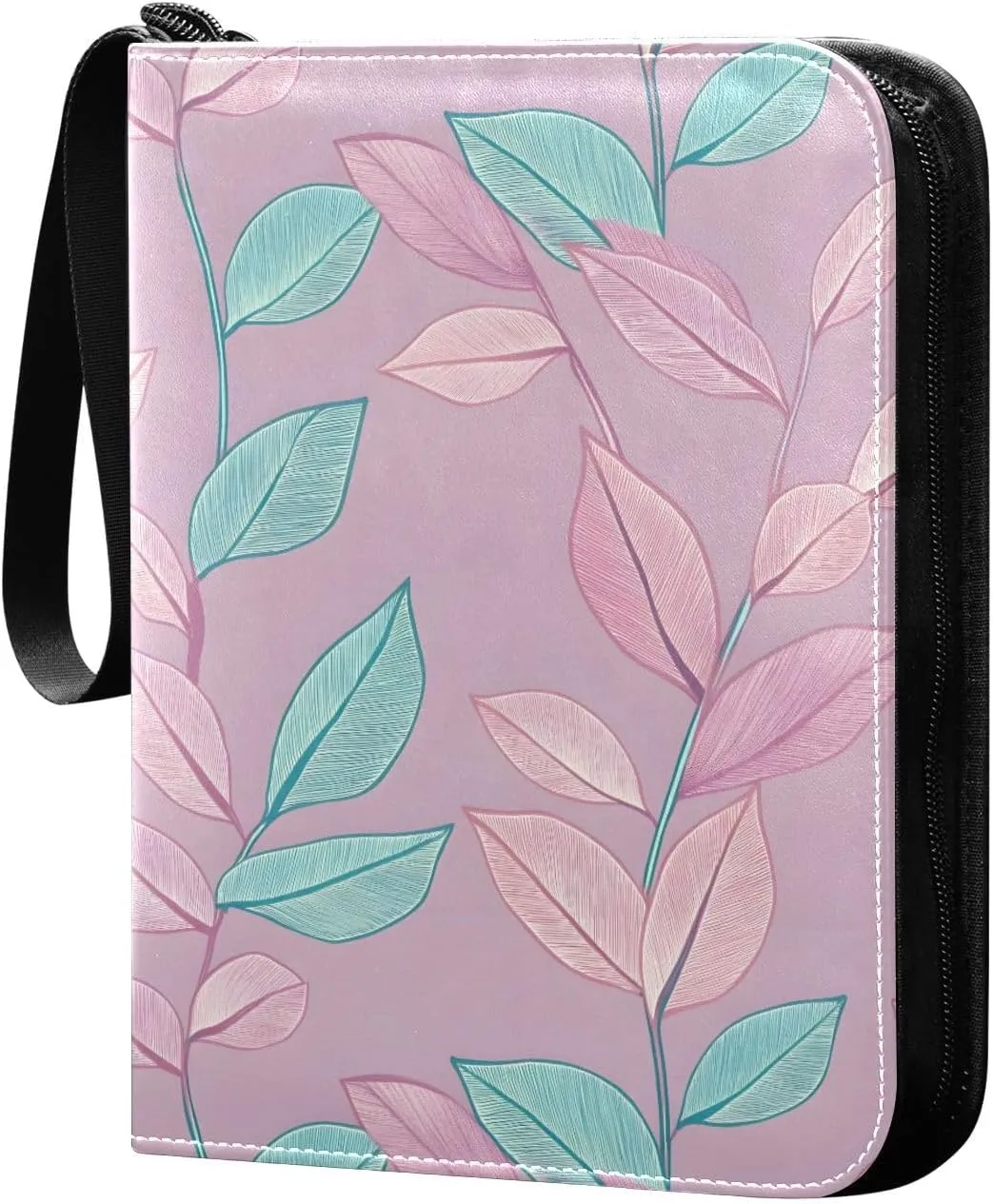 Doodle Colorful Leaf Pattern Card Holder, Card Holder Album with 400 Card Slots in 50 Pages for Display, Storage, Portability