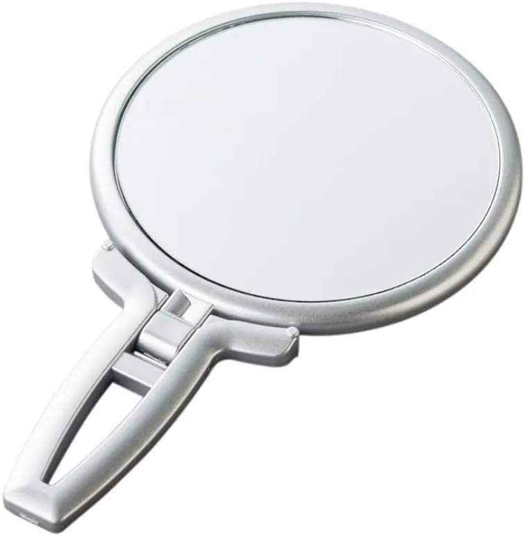 Double-Sided Mirror 1X/ 5X Magnification Hand Mirror Handle, Tabletop Mirror Makeup Travel