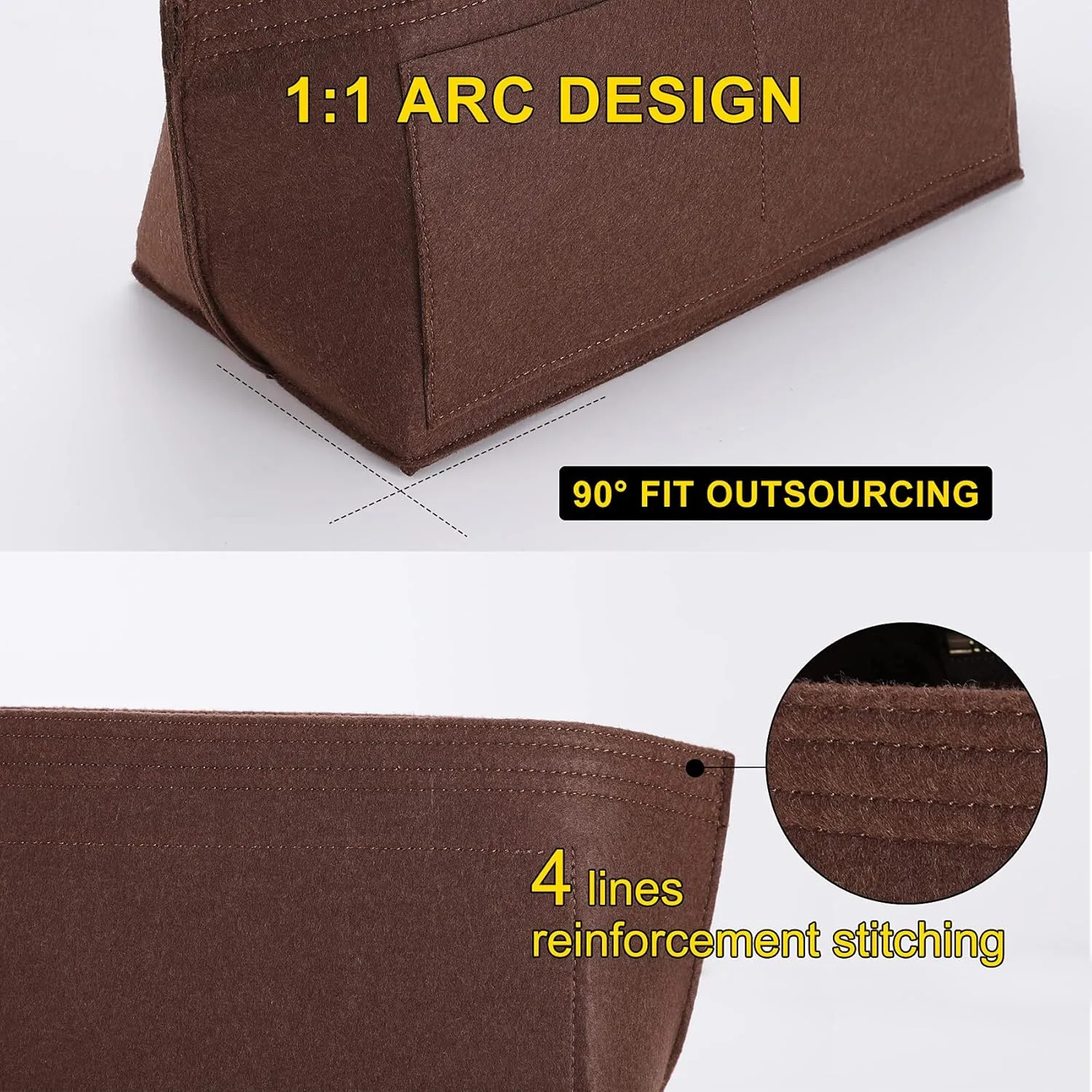 Doxo Purse Organizer Insert for Handbags & Base Shaper 2pc Set, Felt Bag Organizer for Tote with 3 Sizes, Compatible with Neverful Speedy and More (PM-Brown-Medium)