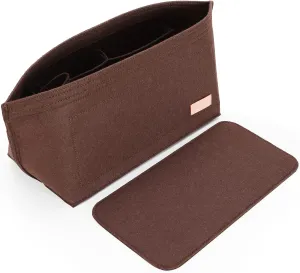 Doxo Purse Organizer Insert for Handbags & Base Shaper 2pc Set, Felt Bag Organizer for Tote with 3 Sizes, Compatible with Neverful Speedy and More (PM-Brown-Medium)