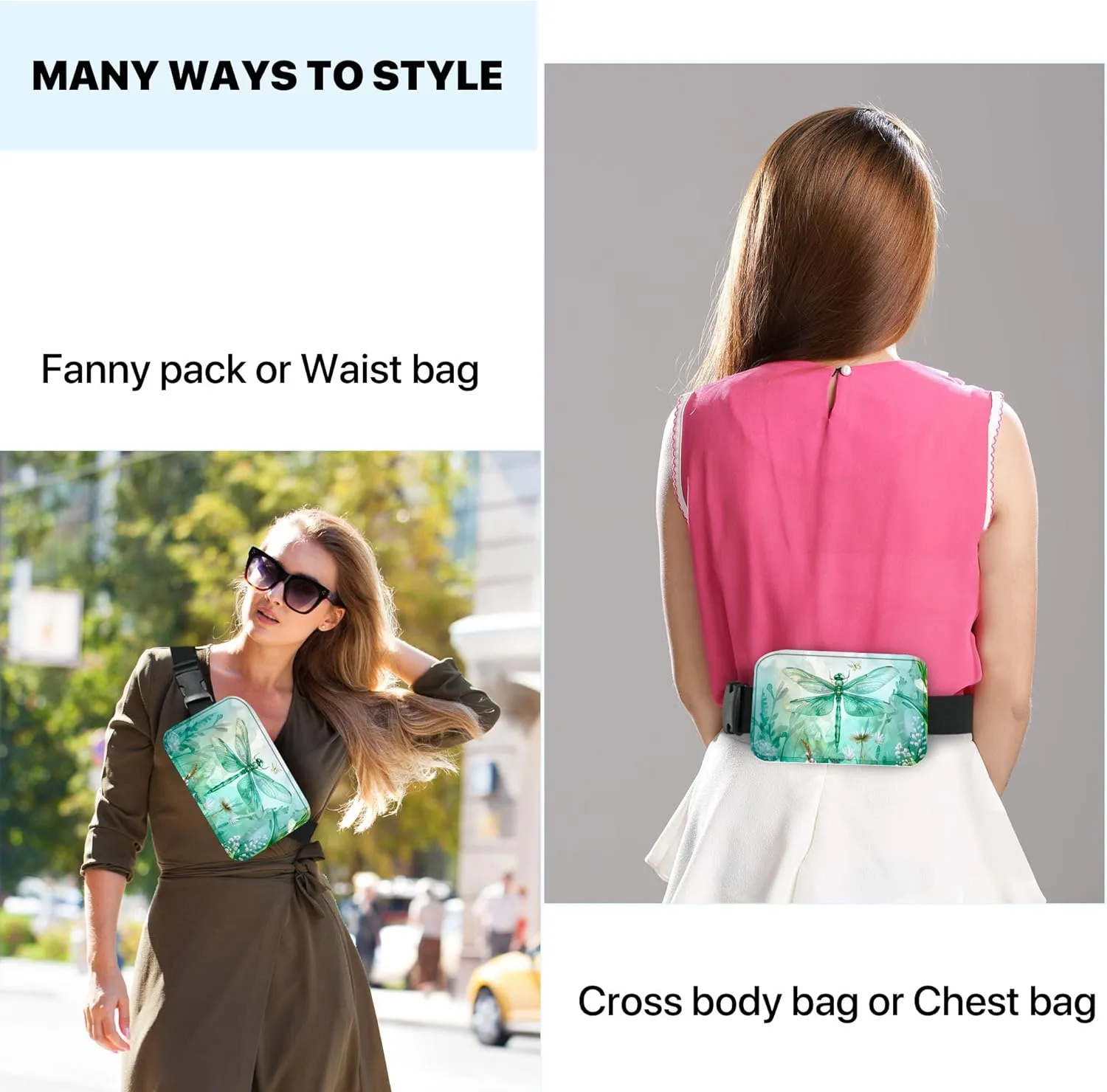 Dragonfly Fanny Pack Fashion Belt Bag Small Crossbody Bags for Women Casual Waist Packs with Adjustable Strap
