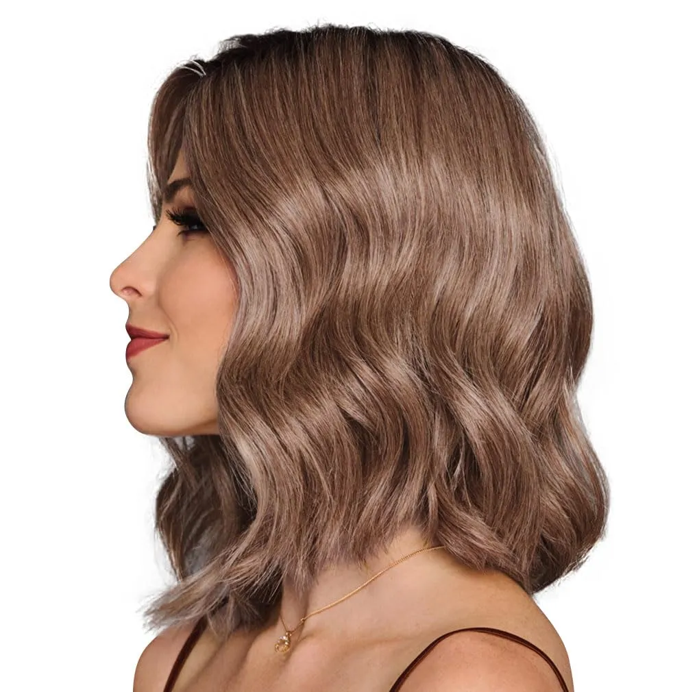 Dress Me Up Shoulder-Length Pageboy Layered and Wavy Wig by Hairuwear, Average Cap, GF12-22SS Cappuccino