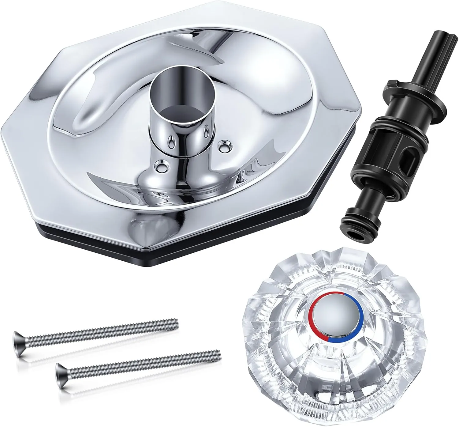 Dreyoo Compatible with Price/Pfister Avante Trim Kit, Applied for Tub and Shower Faucet, Push Pull Shower Valve Parts with Cartridge, Escutcheon, Screws, Sleeve, Handle and Gasket (Chrome)